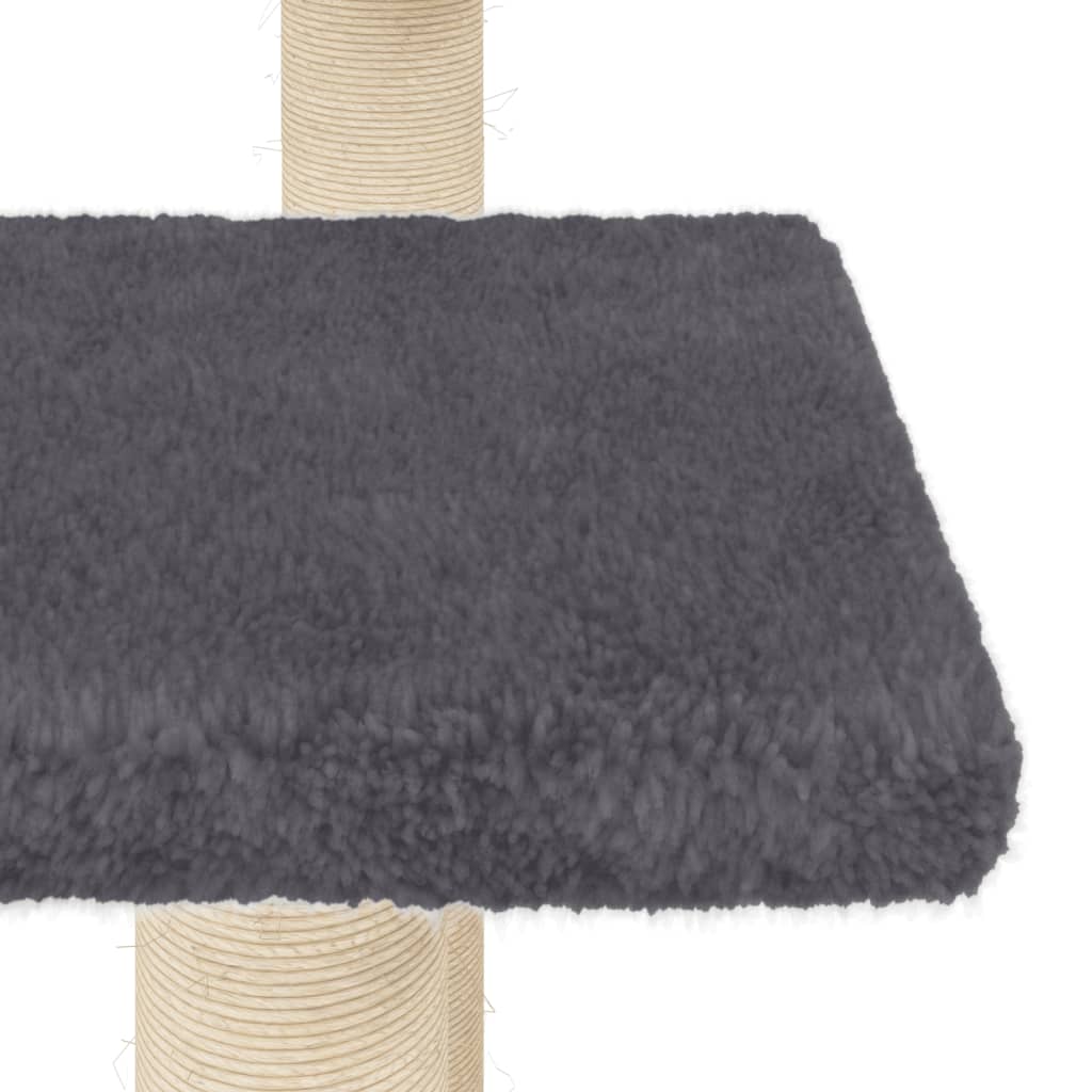 Stâlpi zgâriat pentru pisici cu platforme, gri închis, 98,5 cm