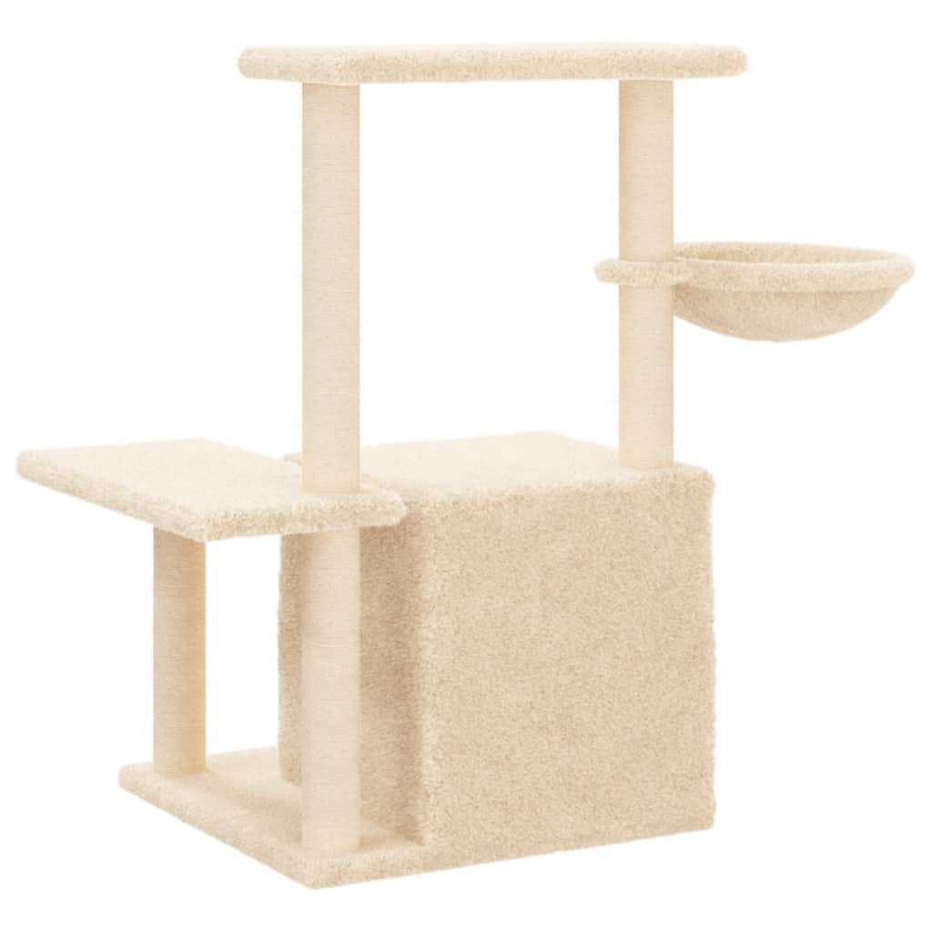 Ansamblu de pisici cu stâlpi din funie de sisal, crem, 83 cm
