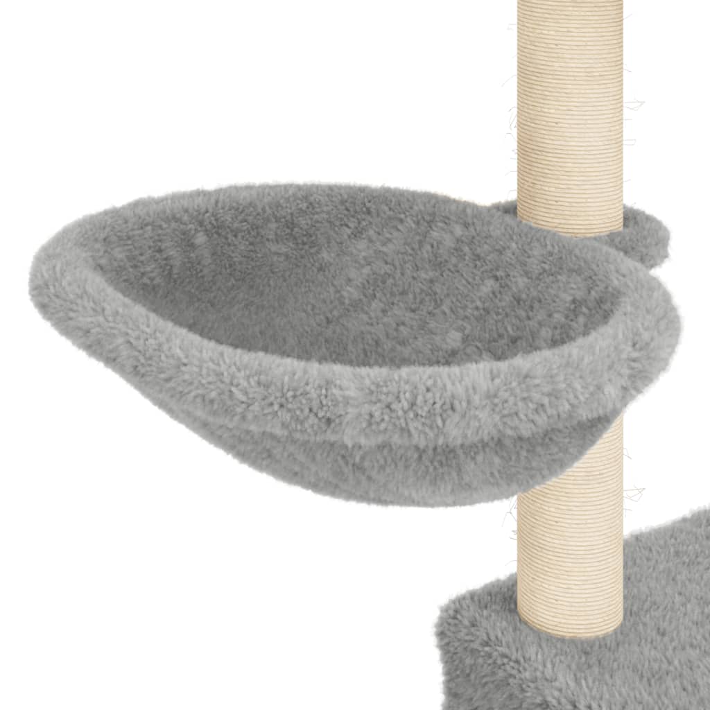 Ansamblu de pisici, stâlpi din funie sisal, gri deschis, 83 cm
