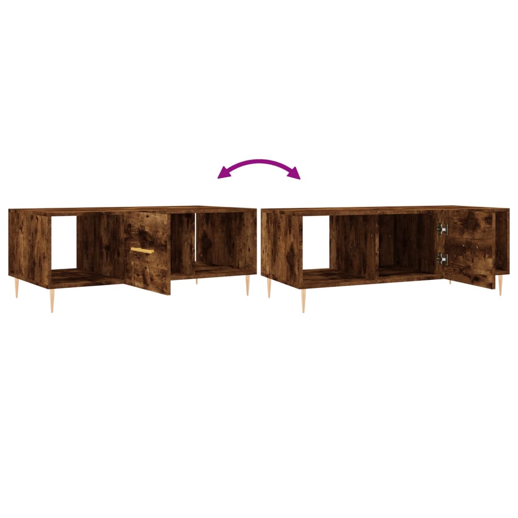 Coffee table, smoked oak, 102x50x40 cm, processed wood