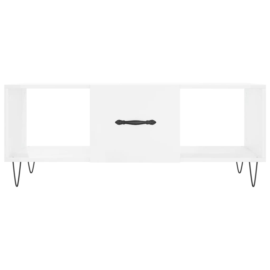 Coffee table, glossy white, 102x50x40 cm, processed wood