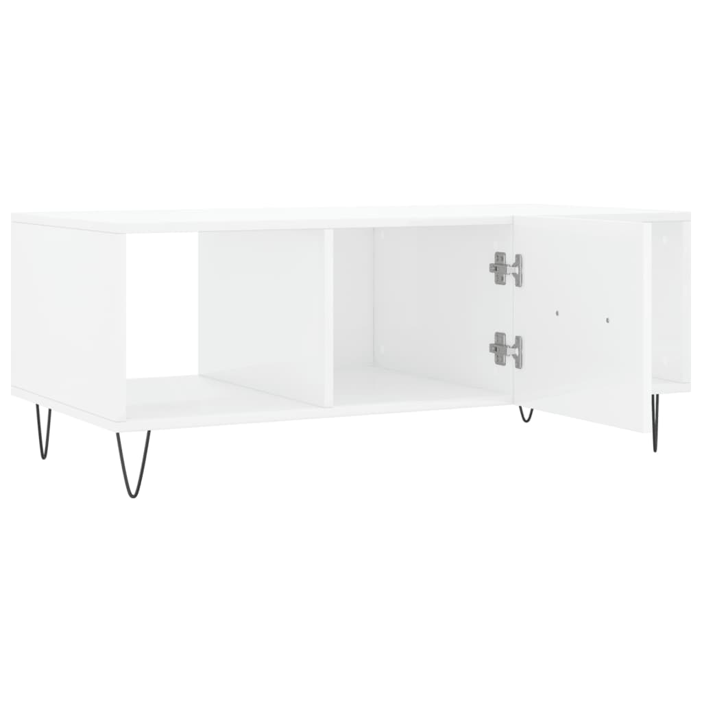 Coffee table, glossy white, 102x50x40 cm, processed wood