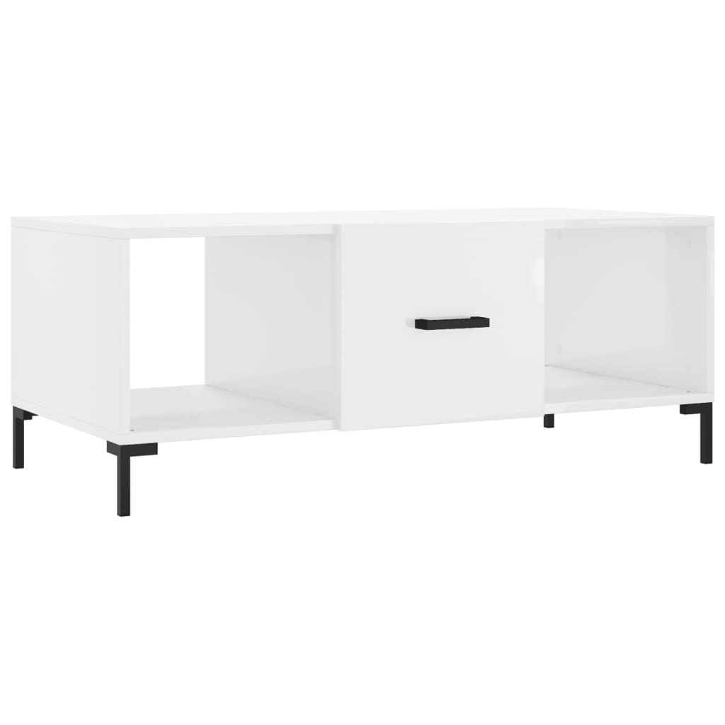 Coffee table, glossy white, 102x50x40 cm, processed wood