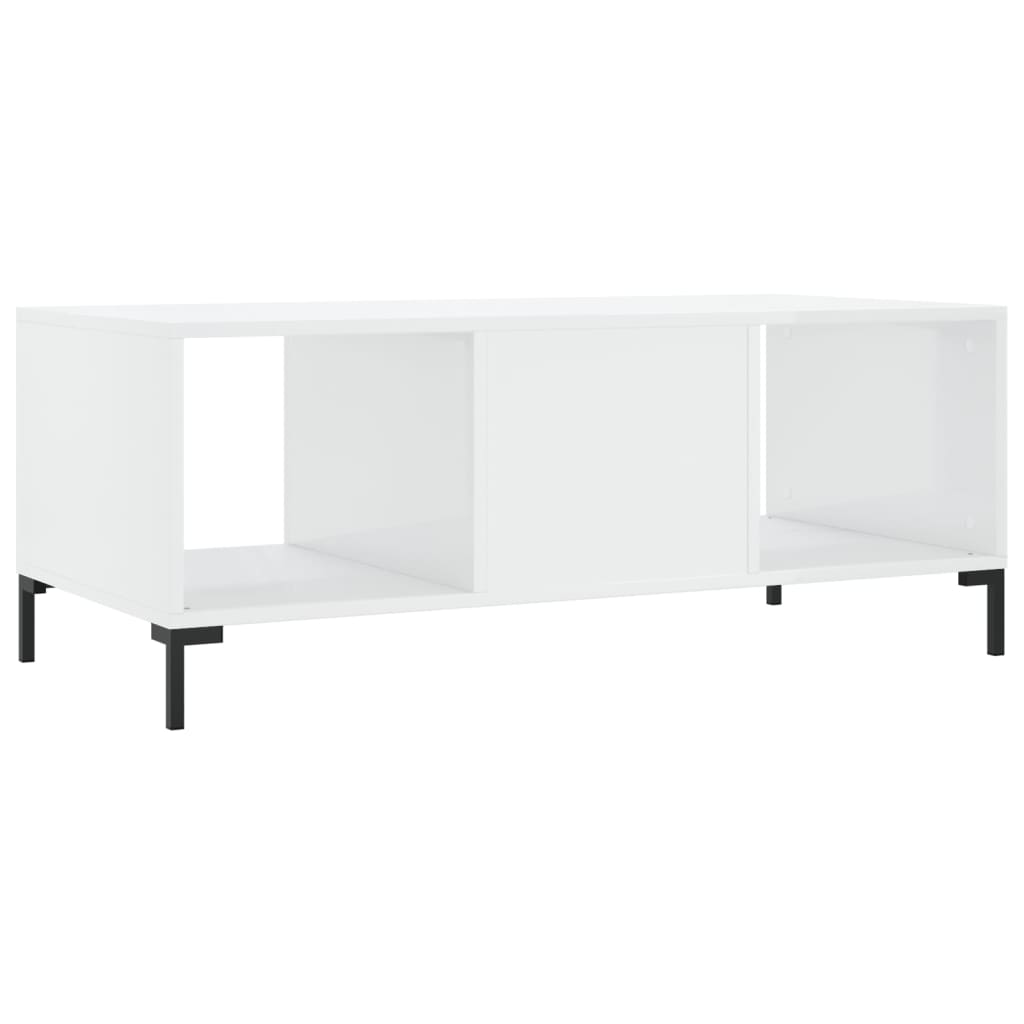 Coffee table, glossy white, 102x50x40 cm, processed wood