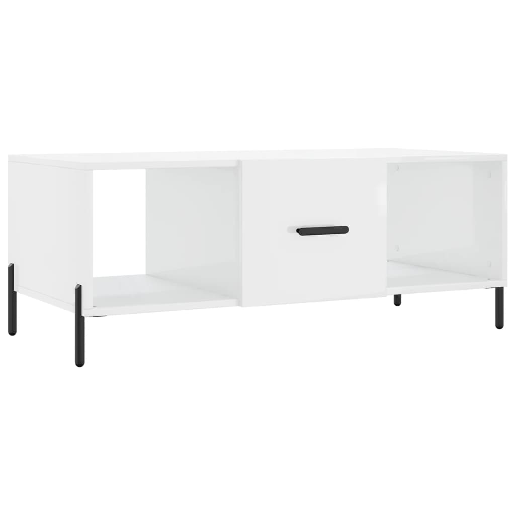 Coffee table, glossy white, 102x50x40 cm, processed wood