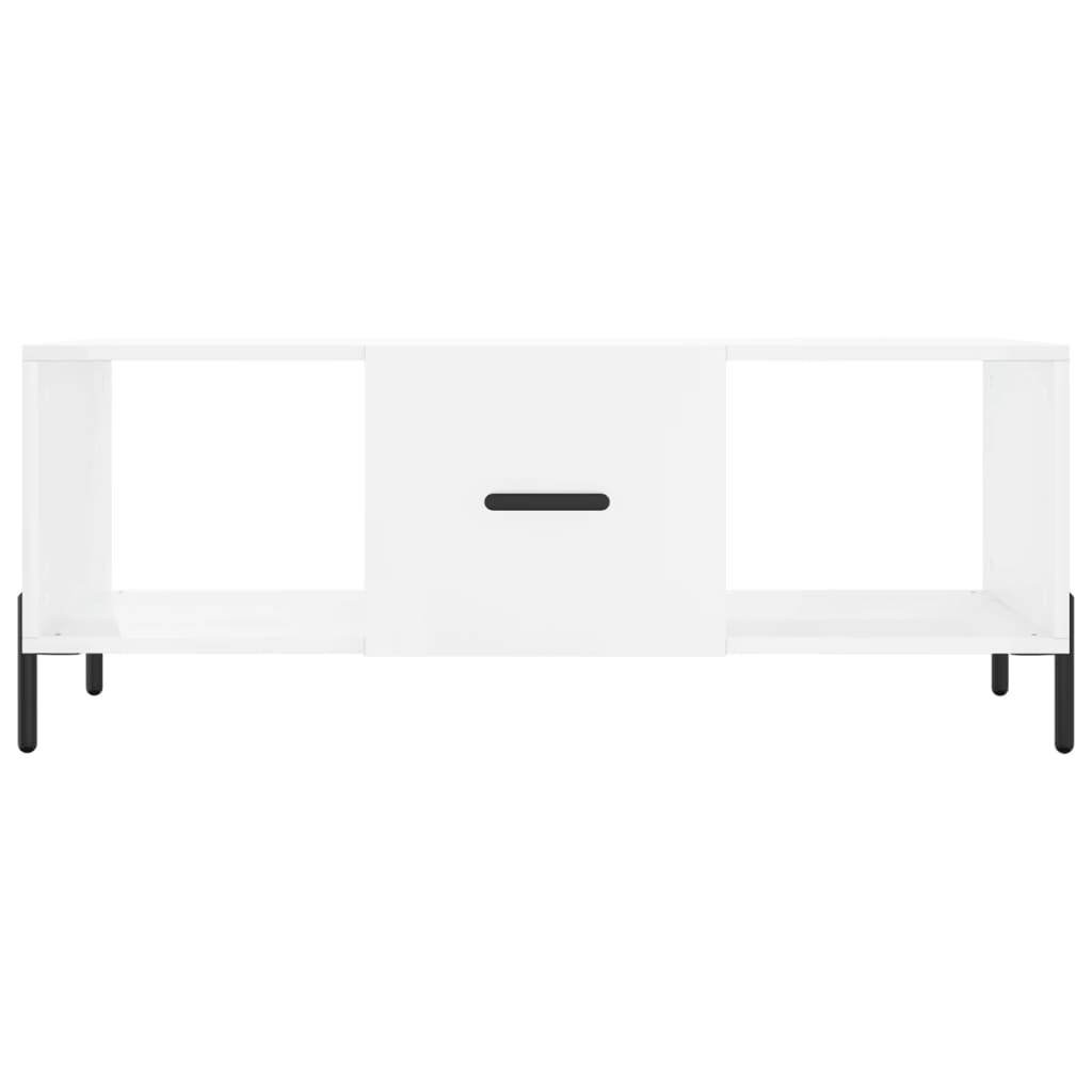 Coffee table, glossy white, 102x50x40 cm, processed wood