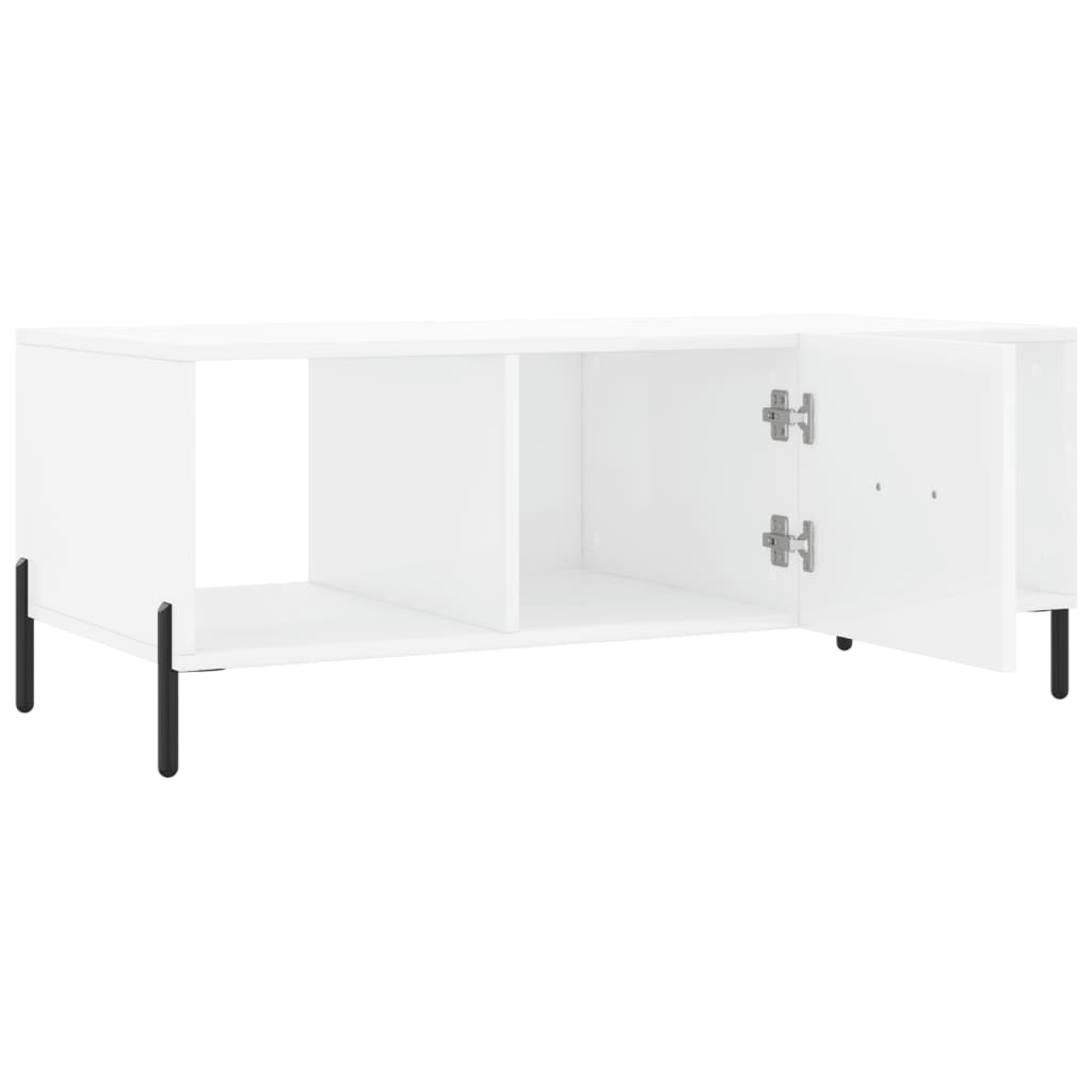 Coffee table, glossy white, 102x50x40 cm, processed wood