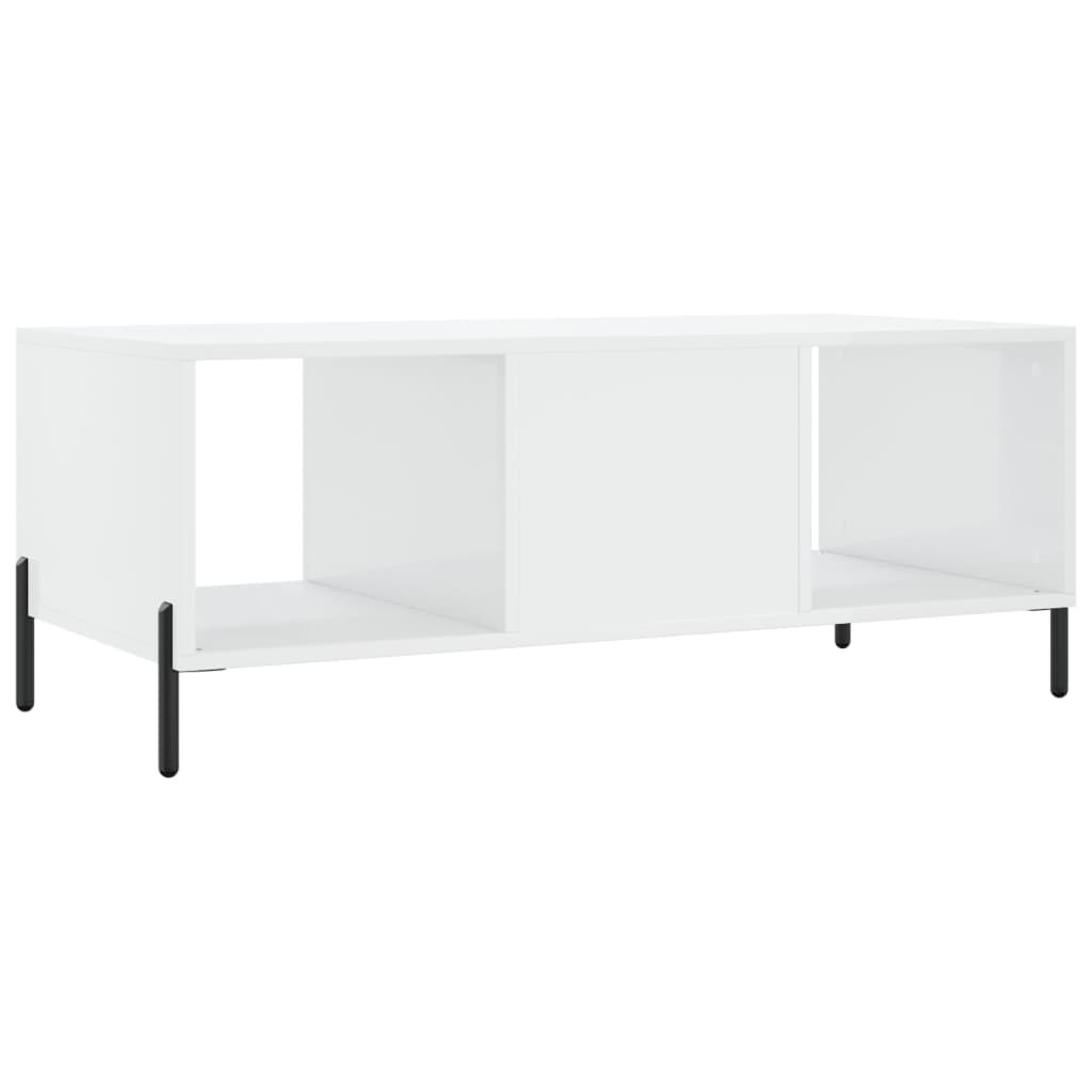 Coffee table, glossy white, 102x50x40 cm, processed wood