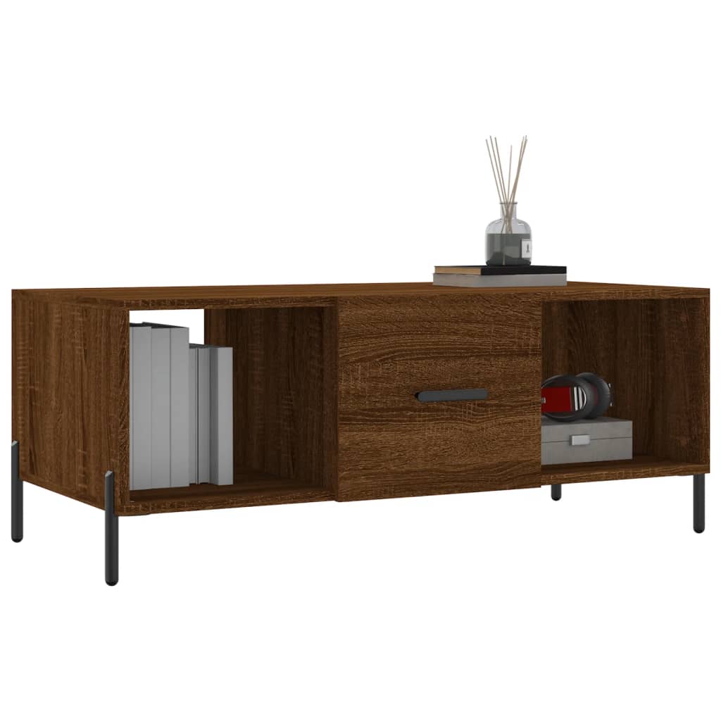 Coffee table, brown oak, 102x50x40 cm, composite wood