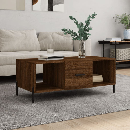Coffee table, brown oak, 102x50x40 cm, composite wood