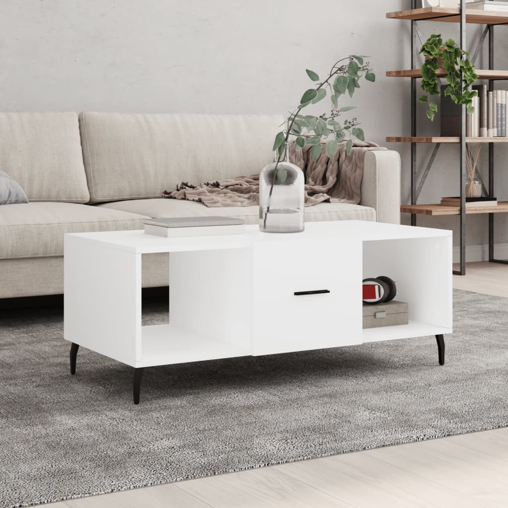 Coffee table, white, 102x50x40 cm, composite wood