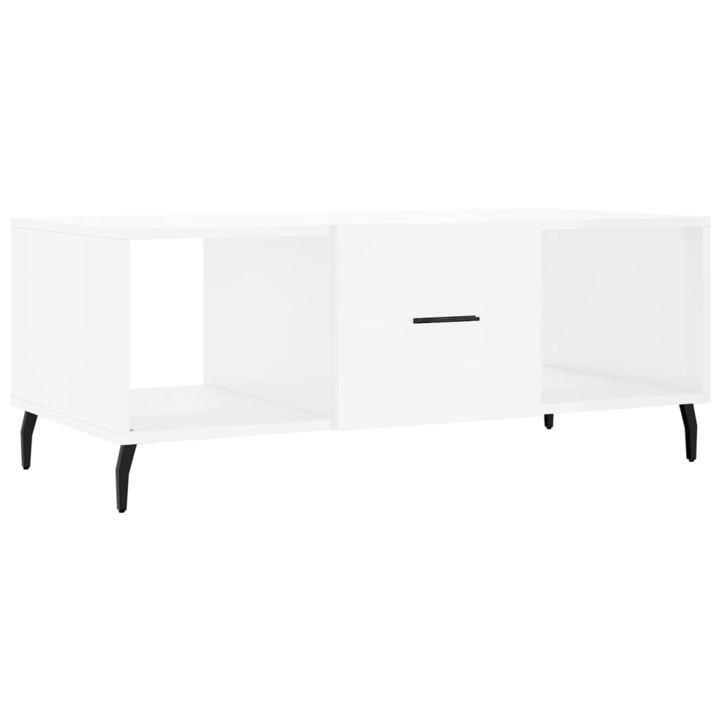Coffee table, glossy white, 102x50x40 cm, processed wood