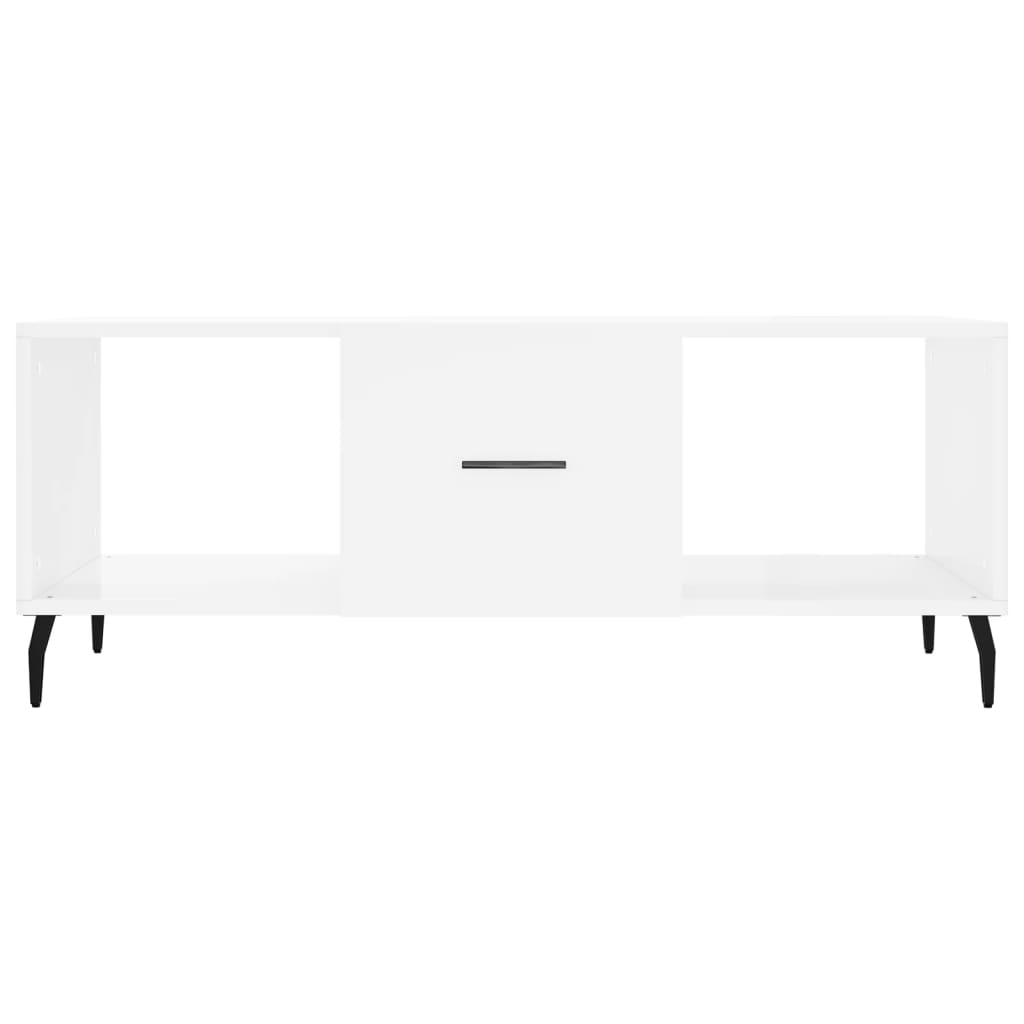 Coffee table, glossy white, 102x50x40 cm, processed wood