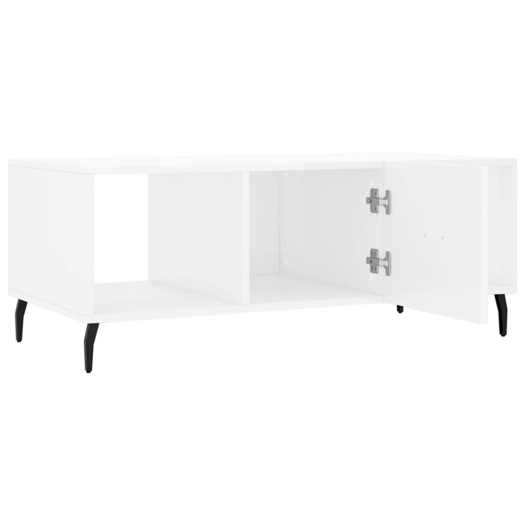 Coffee table, glossy white, 102x50x40 cm, processed wood