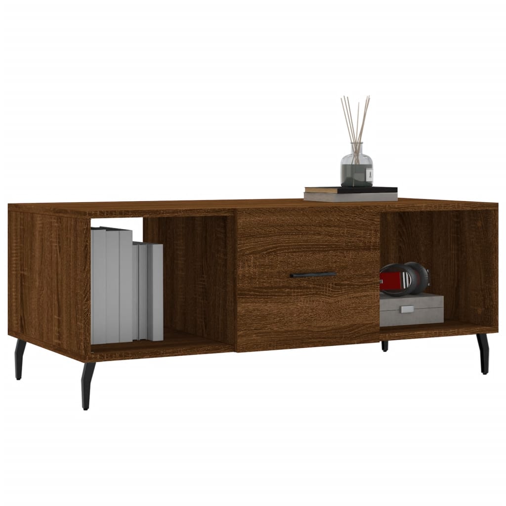 Coffee table, brown oak, 102x50x40 cm, composite wood