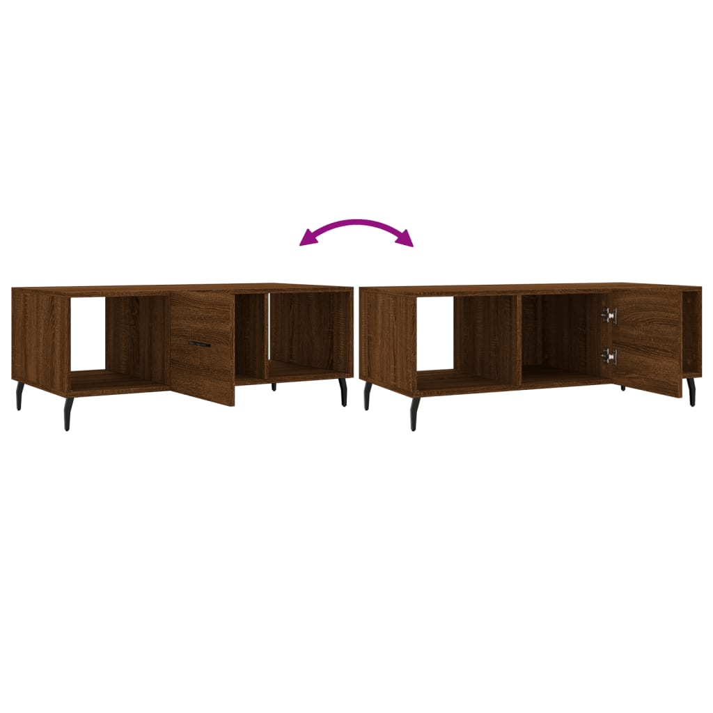 Coffee table, brown oak, 102x50x40 cm, composite wood