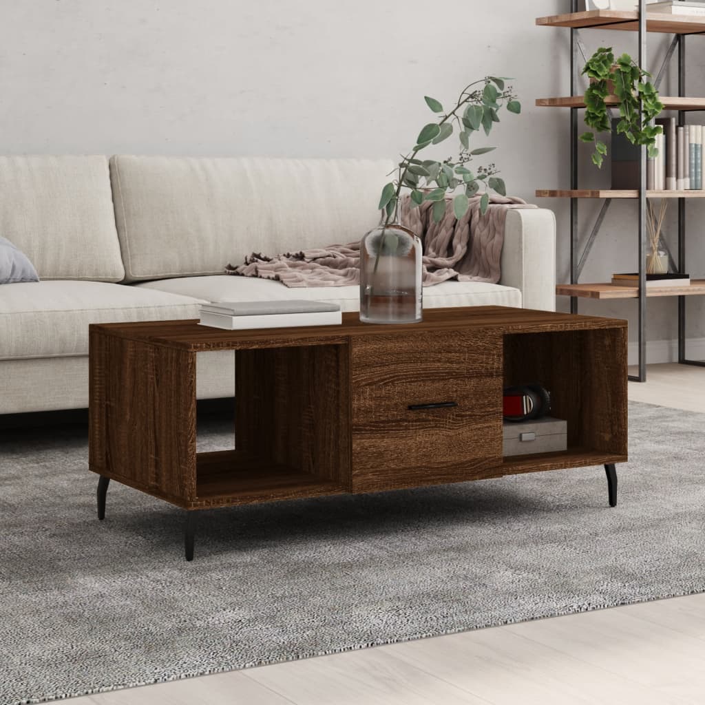 Coffee table, brown oak, 102x50x40 cm, composite wood