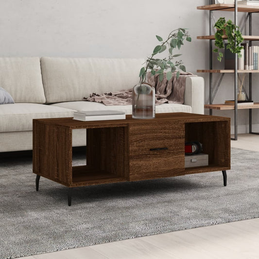 Coffee table, brown oak, 102x50x40 cm, composite wood