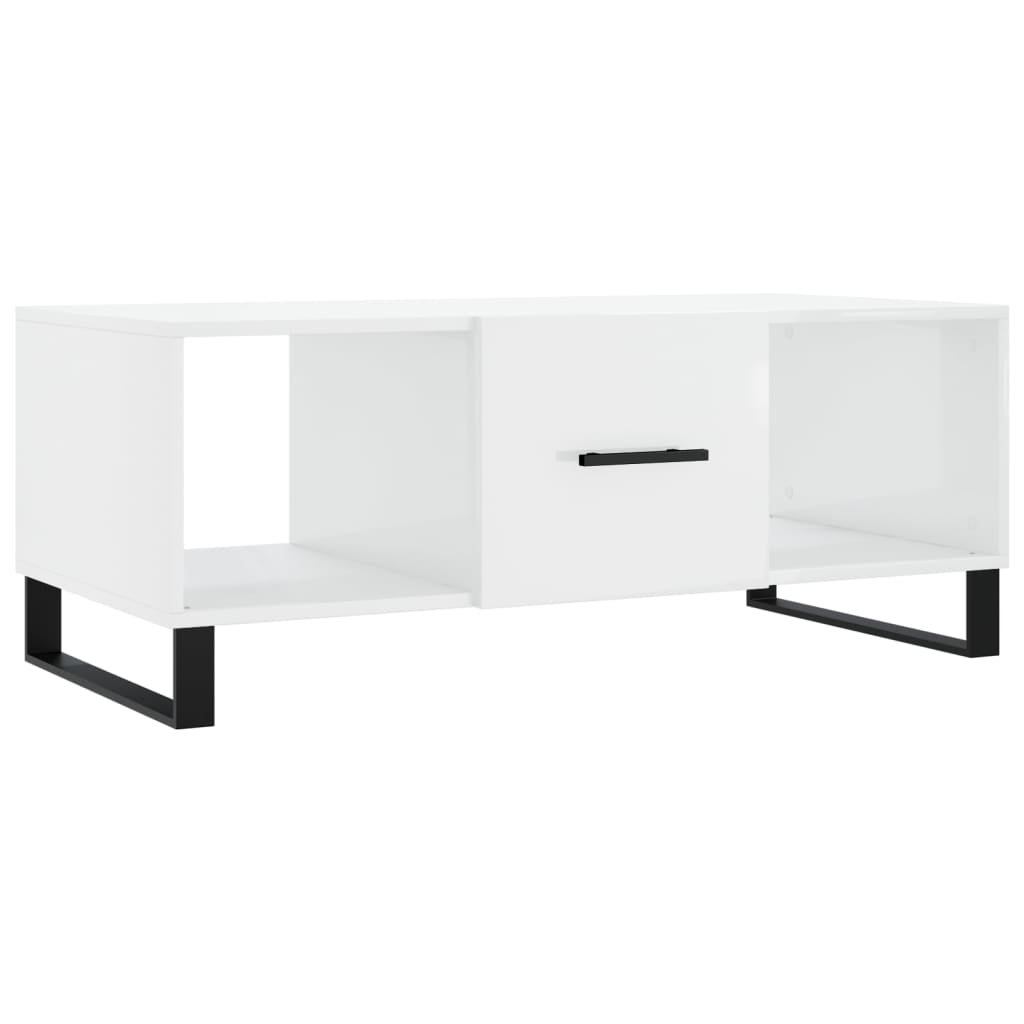 Coffee table, glossy white, 102x50x40 cm, processed wood