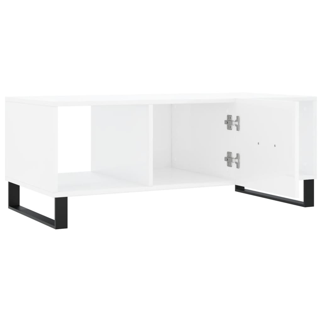 Coffee table, glossy white, 102x50x40 cm, processed wood