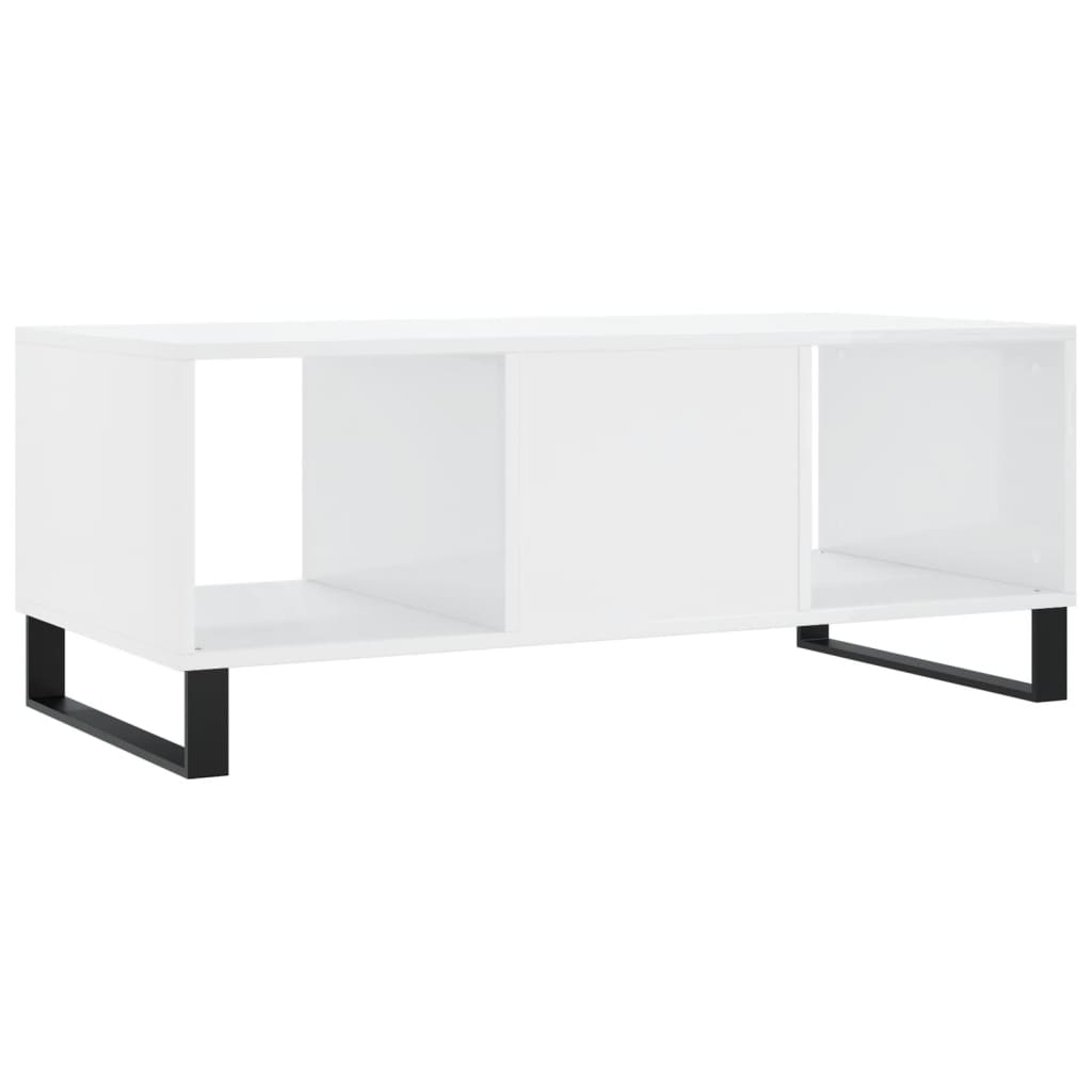 Coffee table, glossy white, 102x50x40 cm, processed wood