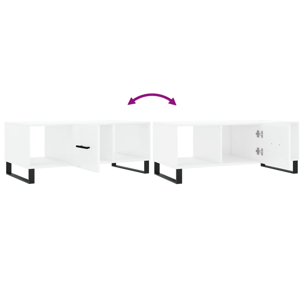 Coffee table, glossy white, 102x50x40 cm, processed wood