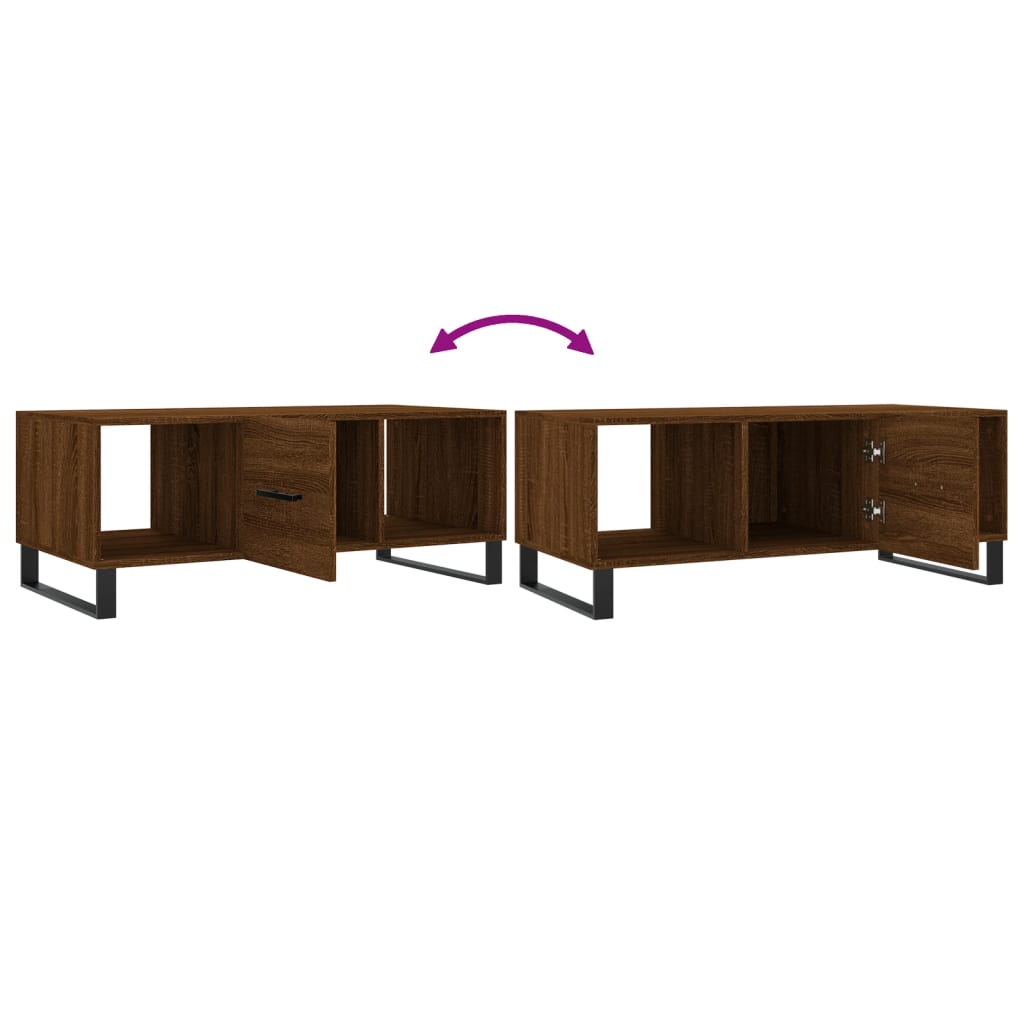 Coffee table, brown oak, 102x50x40 cm, composite wood