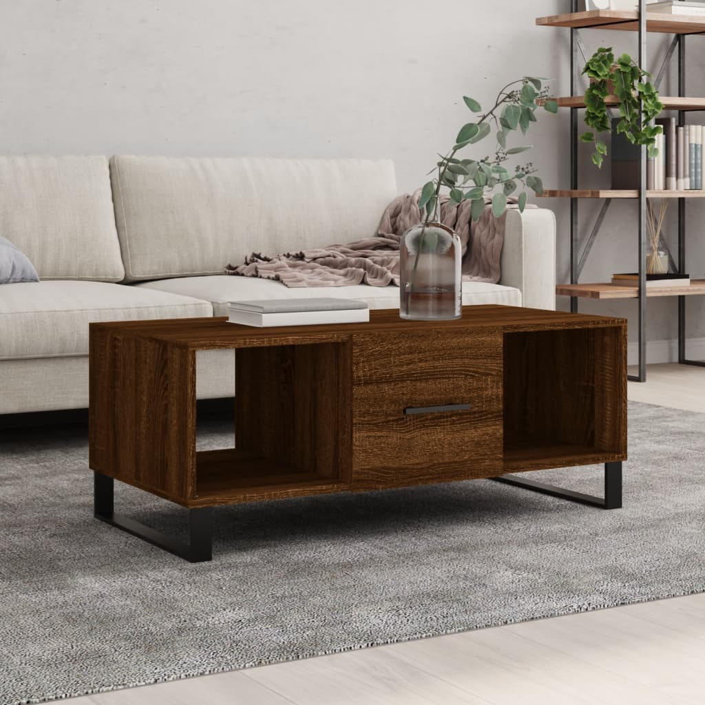 Coffee table, brown oak, 102x50x40 cm, composite wood