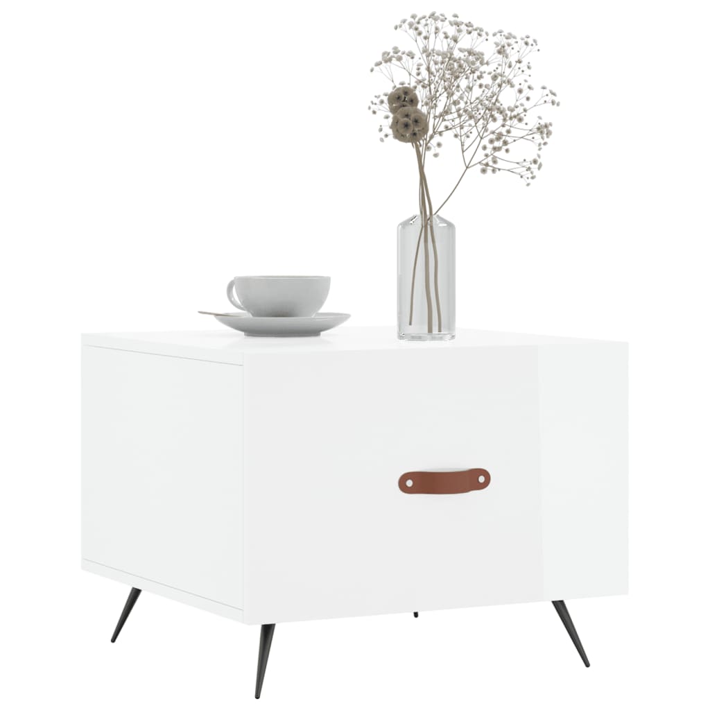 Coffee table, glossy white, 50x50x40 cm, composite wood