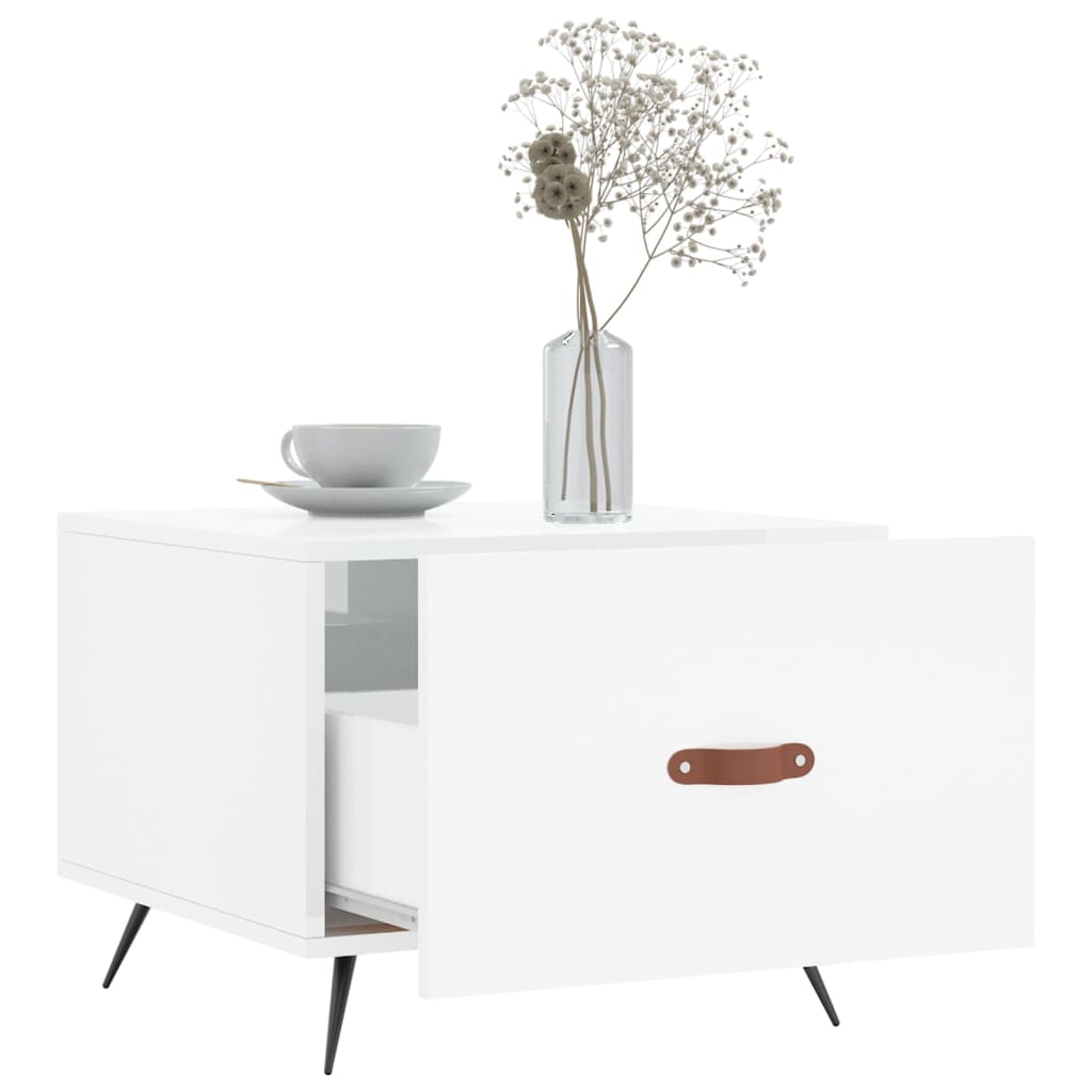 Coffee table, glossy white, 50x50x40 cm, composite wood