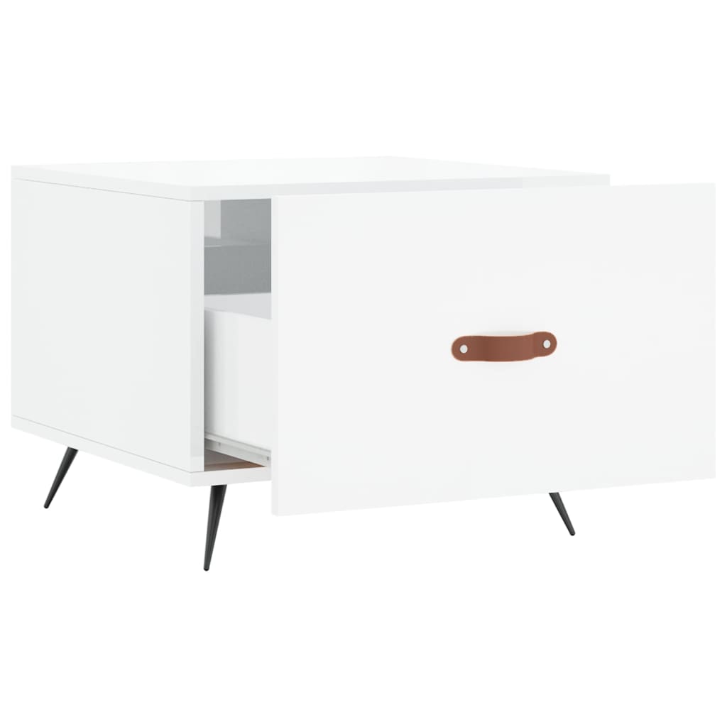 Coffee table, glossy white, 50x50x40 cm, composite wood
