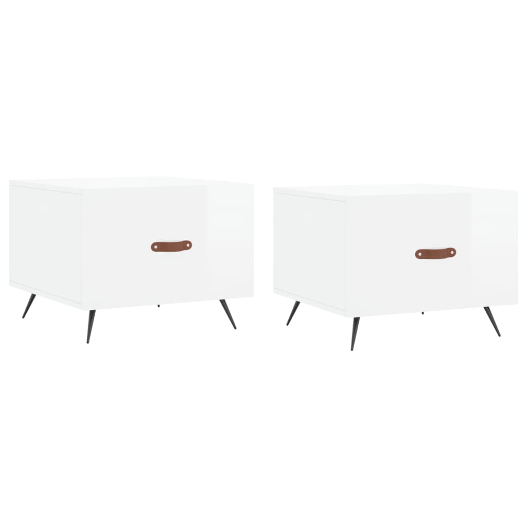 Coffee table, 2 pcs., glossy white, 50x50x40 cm