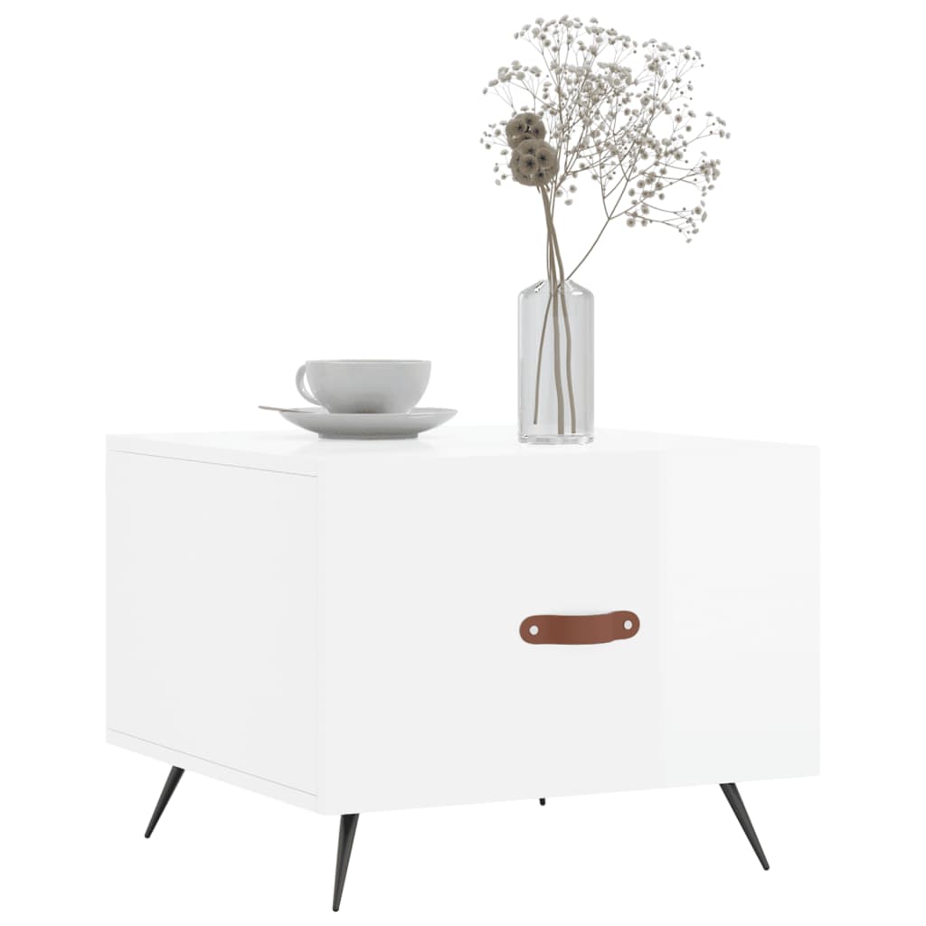 Coffee table, 2 pcs., glossy white, 50x50x40 cm