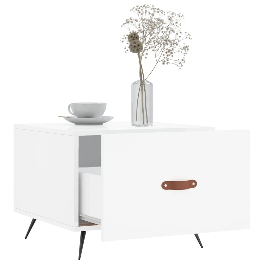 Coffee table, 2 pcs., glossy white, 50x50x40 cm