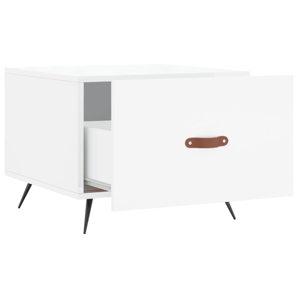 Coffee table, 2 pcs., glossy white, 50x50x40 cm