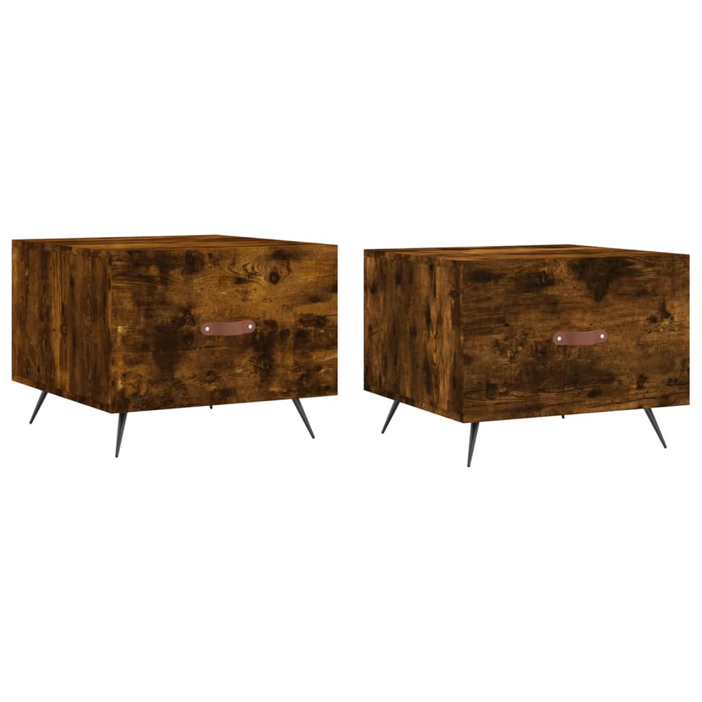Coffee tables 2 pcs. smoky oak 50x50x40 cm composite wood
