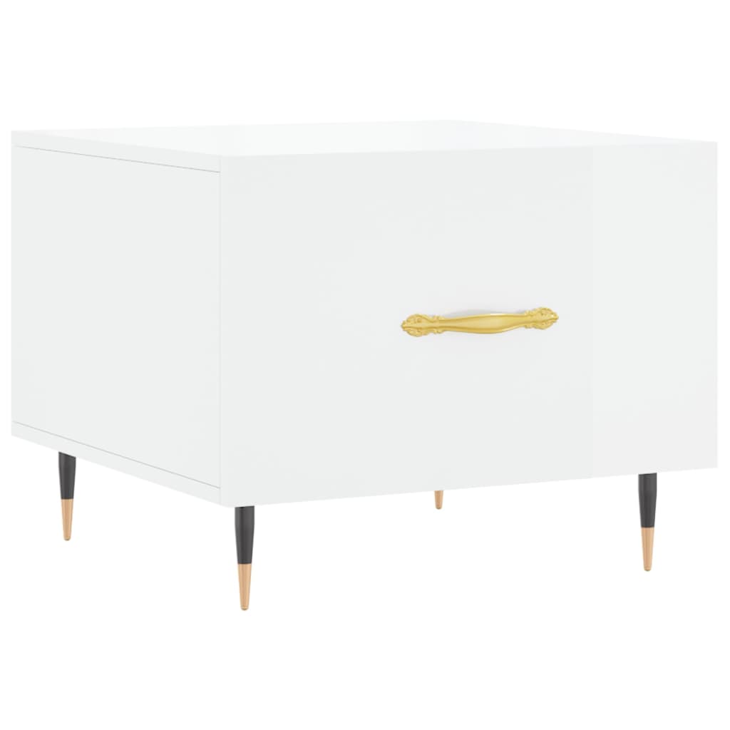Coffee table, glossy white, 50x50x40 cm, composite wood
