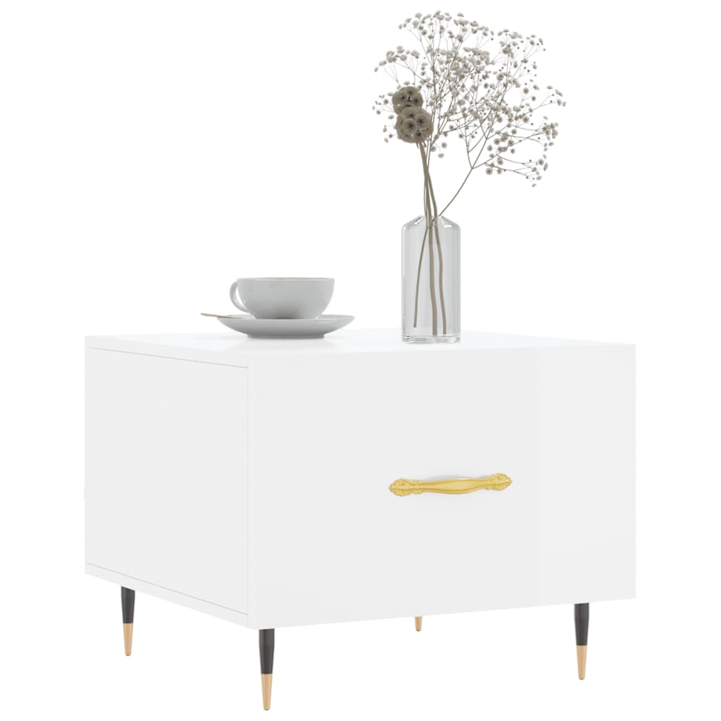 Coffee table, glossy white, 50x50x40 cm, composite wood