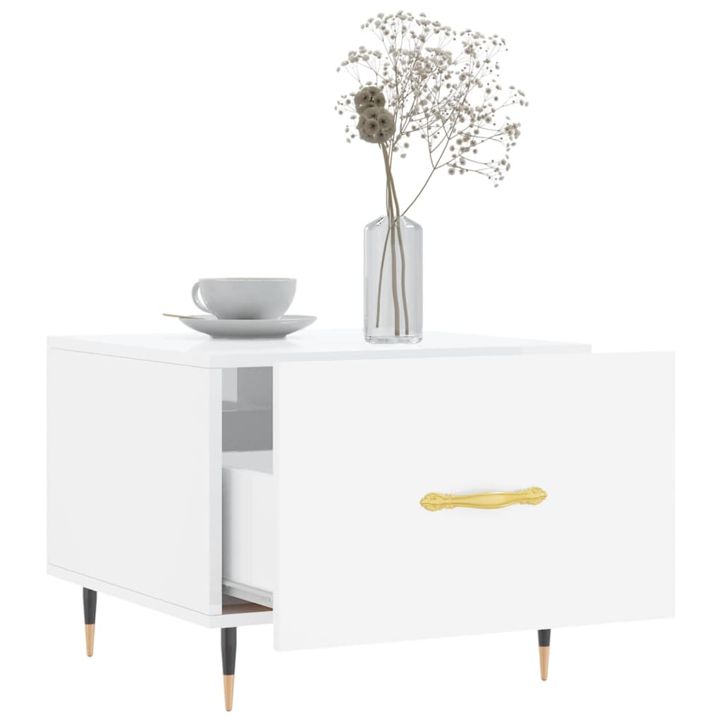 Coffee table, glossy white, 50x50x40 cm, composite wood
