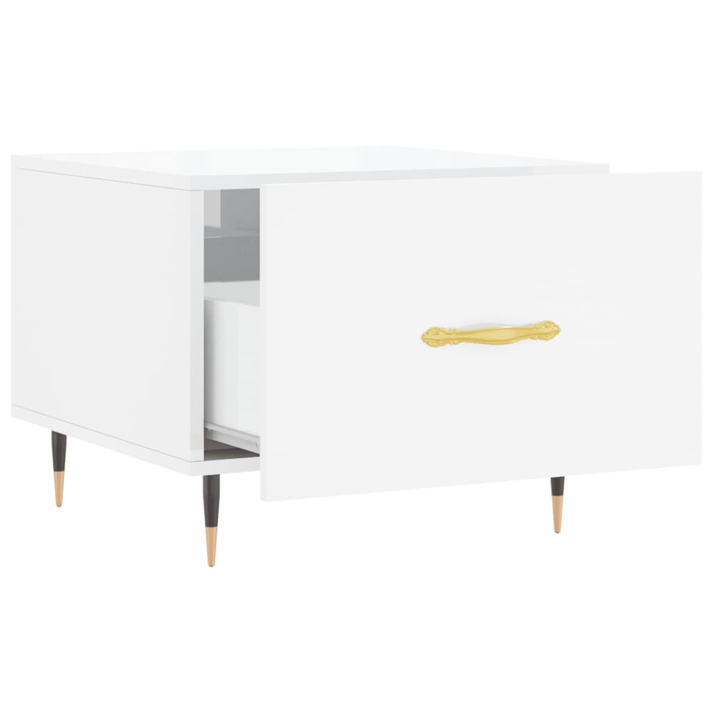 Coffee table, glossy white, 50x50x40 cm, composite wood