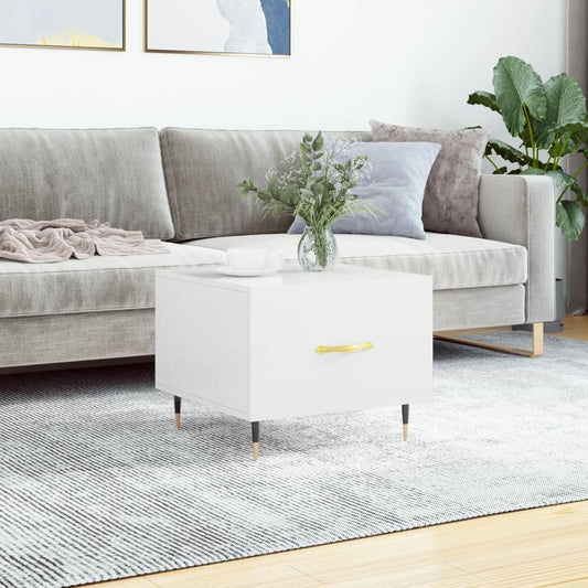 Coffee table, glossy white, 50x50x40 cm, composite wood