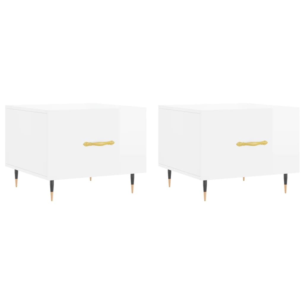 Coffee table, 2 pcs., glossy white, 50x50x40 cm