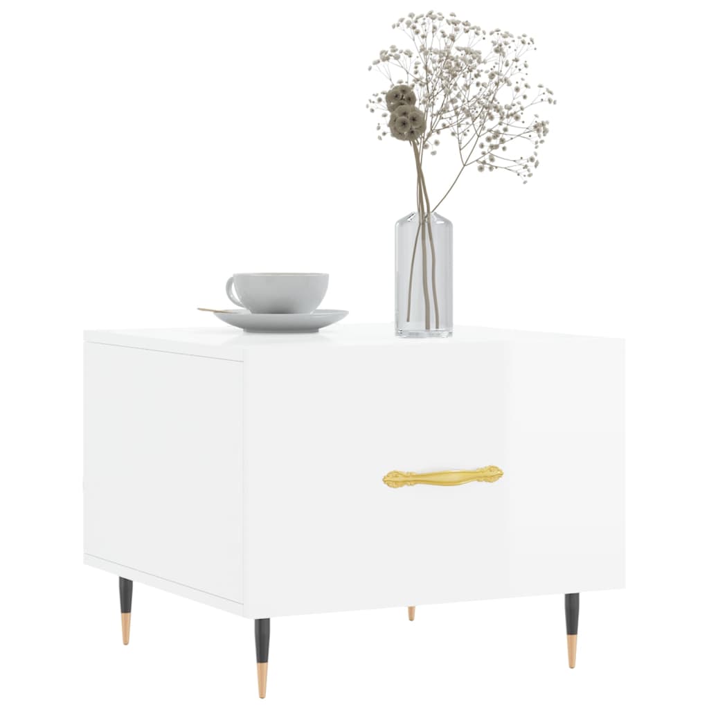 Coffee table, 2 pcs., glossy white, 50x50x40 cm