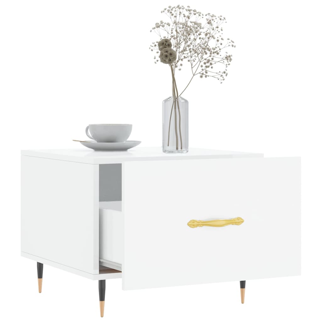 Coffee table, 2 pcs., glossy white, 50x50x40 cm