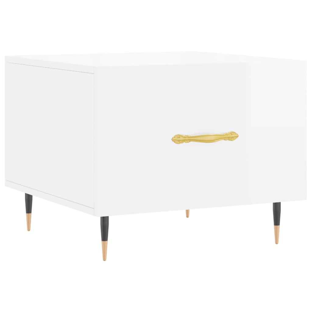 Coffee table, 2 pcs., glossy white, 50x50x40 cm