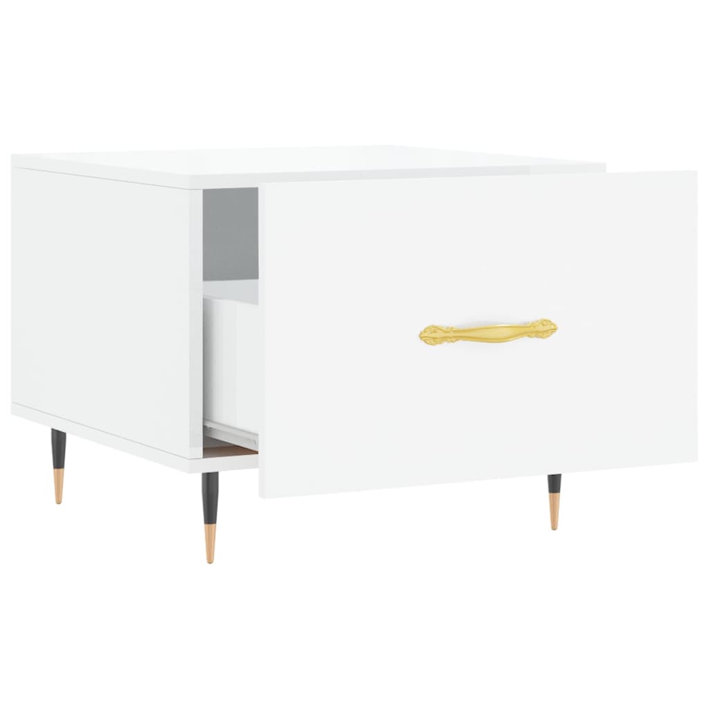 Coffee table, 2 pcs., glossy white, 50x50x40 cm