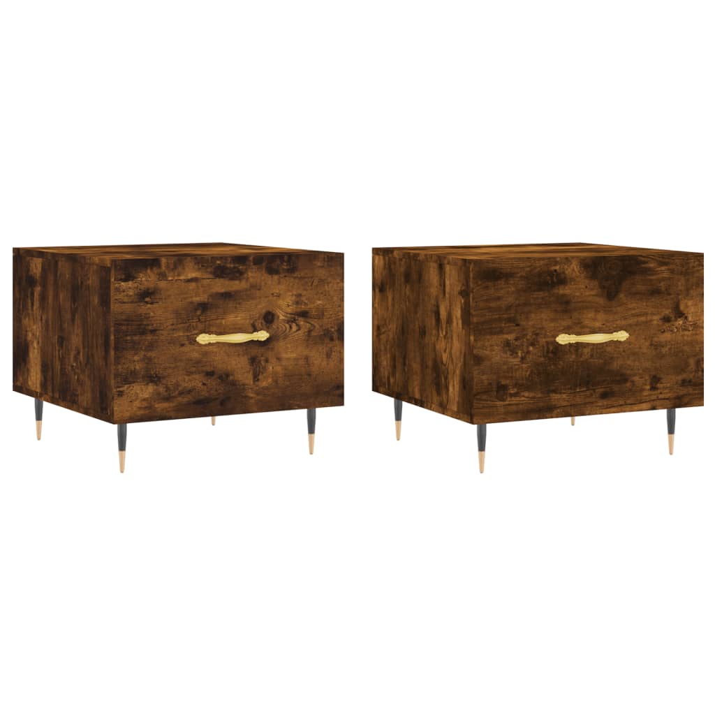 Coffee tables 2 pcs. smoky oak 50x50x40 cm composite wood