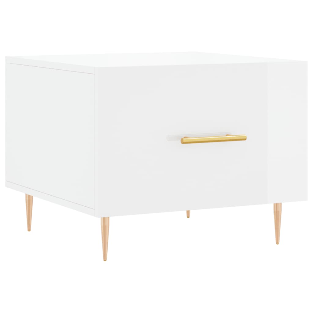 Coffee table, glossy white, 50x50x40 cm, composite wood
