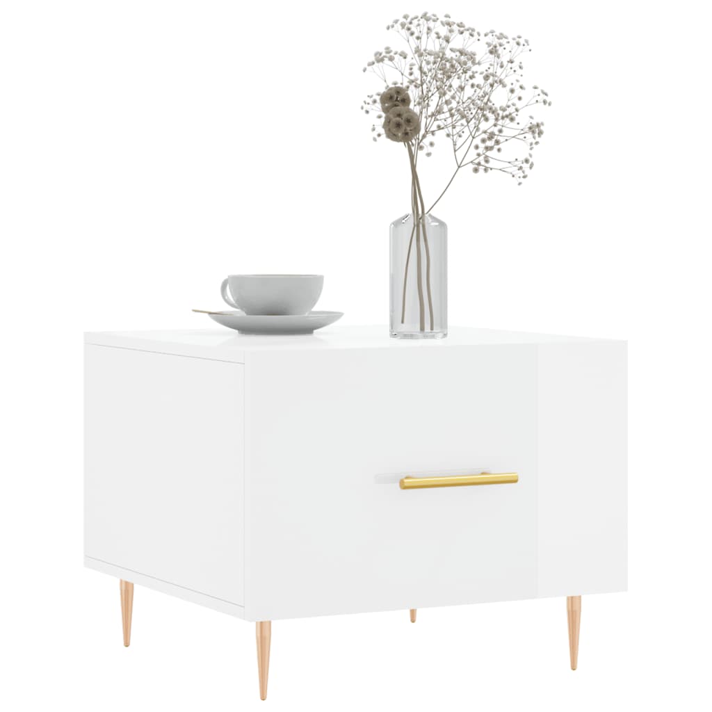 Coffee table, glossy white, 50x50x40 cm, composite wood