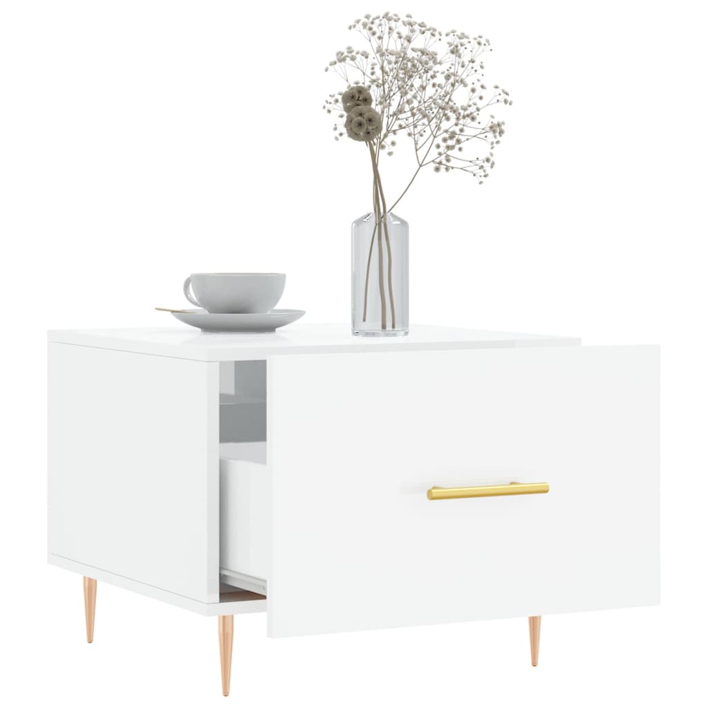 Coffee table, glossy white, 50x50x40 cm, composite wood